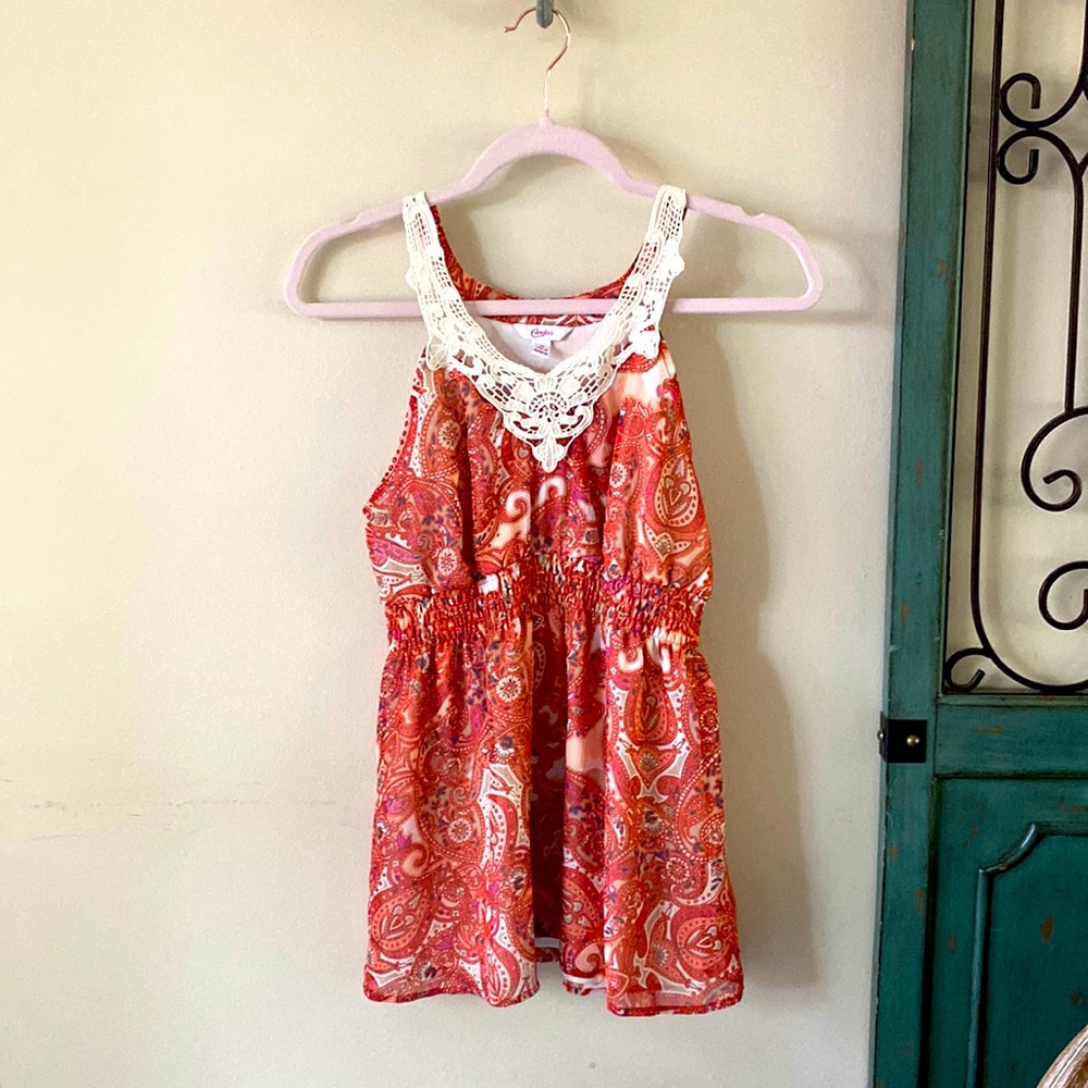 Beautiful medium coral paisley tank top